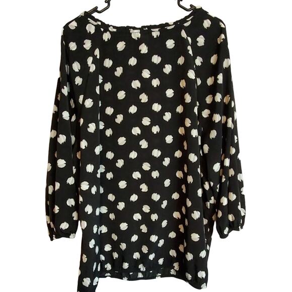 Lane Bryant 3/4 Sleeve Top, Black/white polka dot, 22/24 - Picture 4 of 8